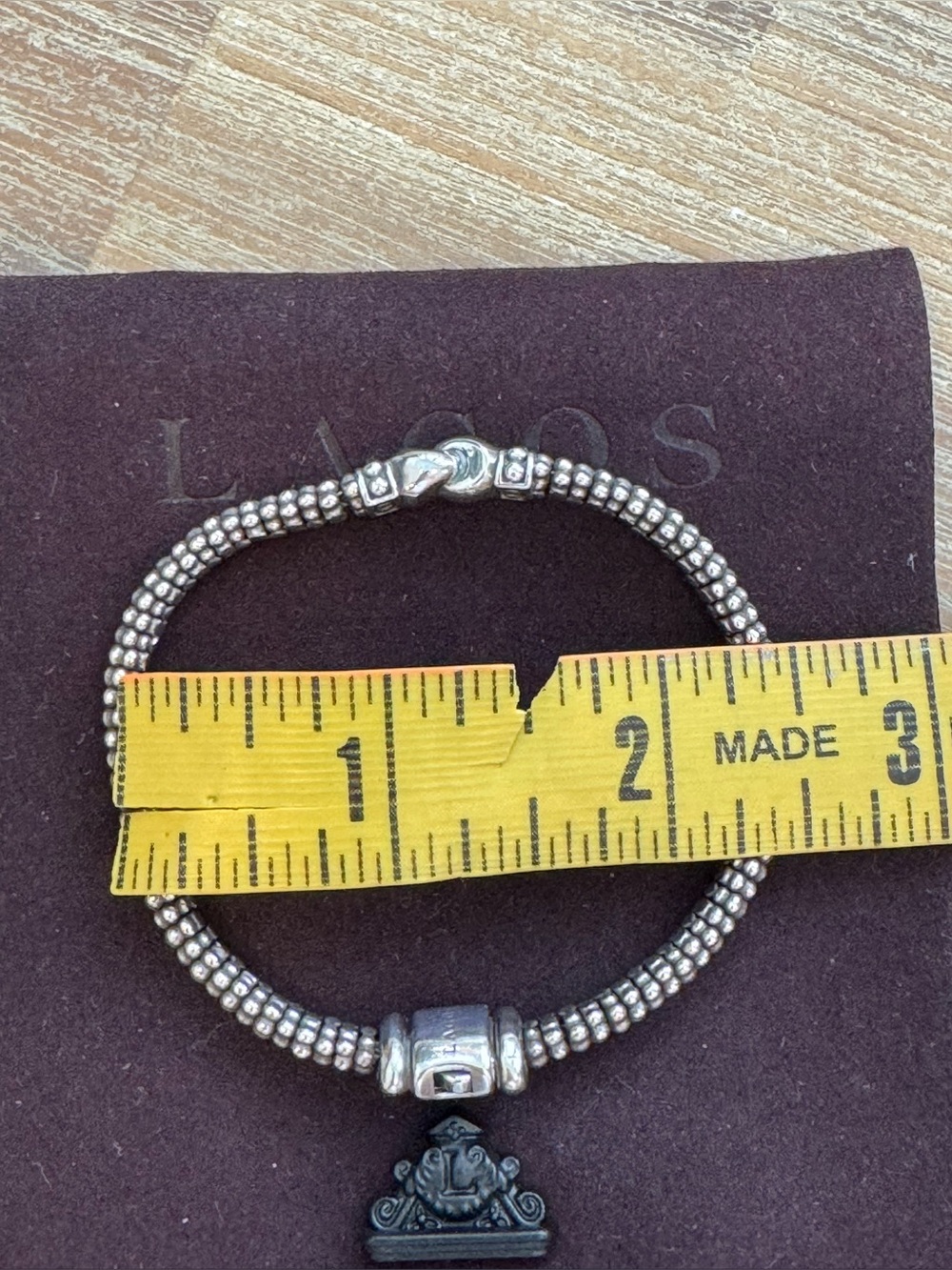 LAGOS Silver Beaded Bracelet with diamonds. - Picture 3 of 8